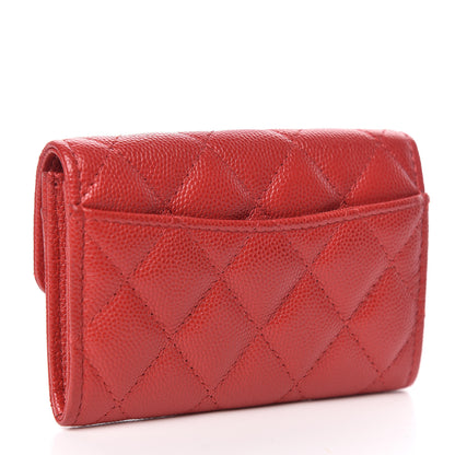 Chanel Caviar Quilted Flap Card Holder Wallet Red 3 of 9