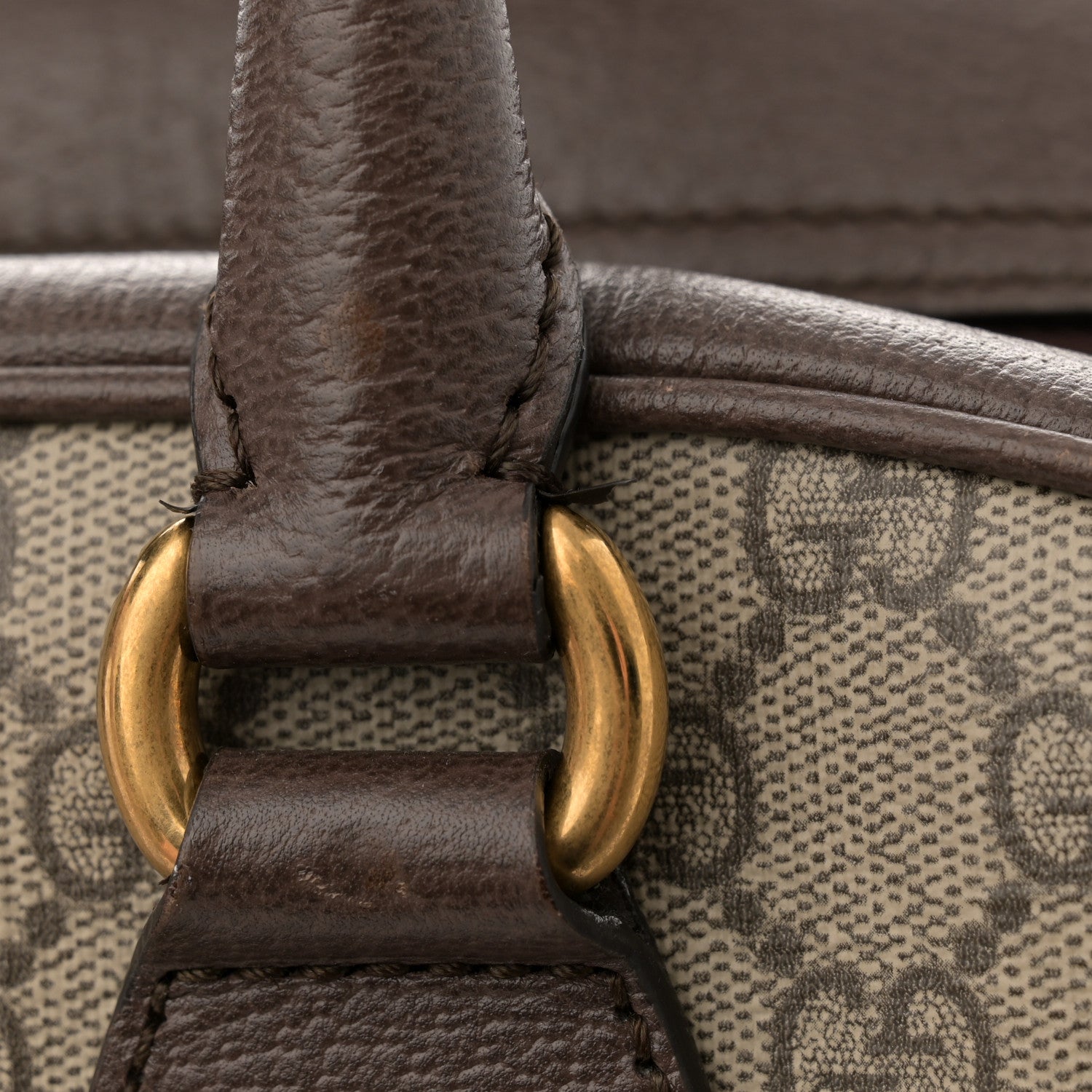 Gucci GG Supreme Monogram Textured Dollar Calfskin Web Medium Savoy Bowling Bag Beige Ebony New Acero 14 of 15
