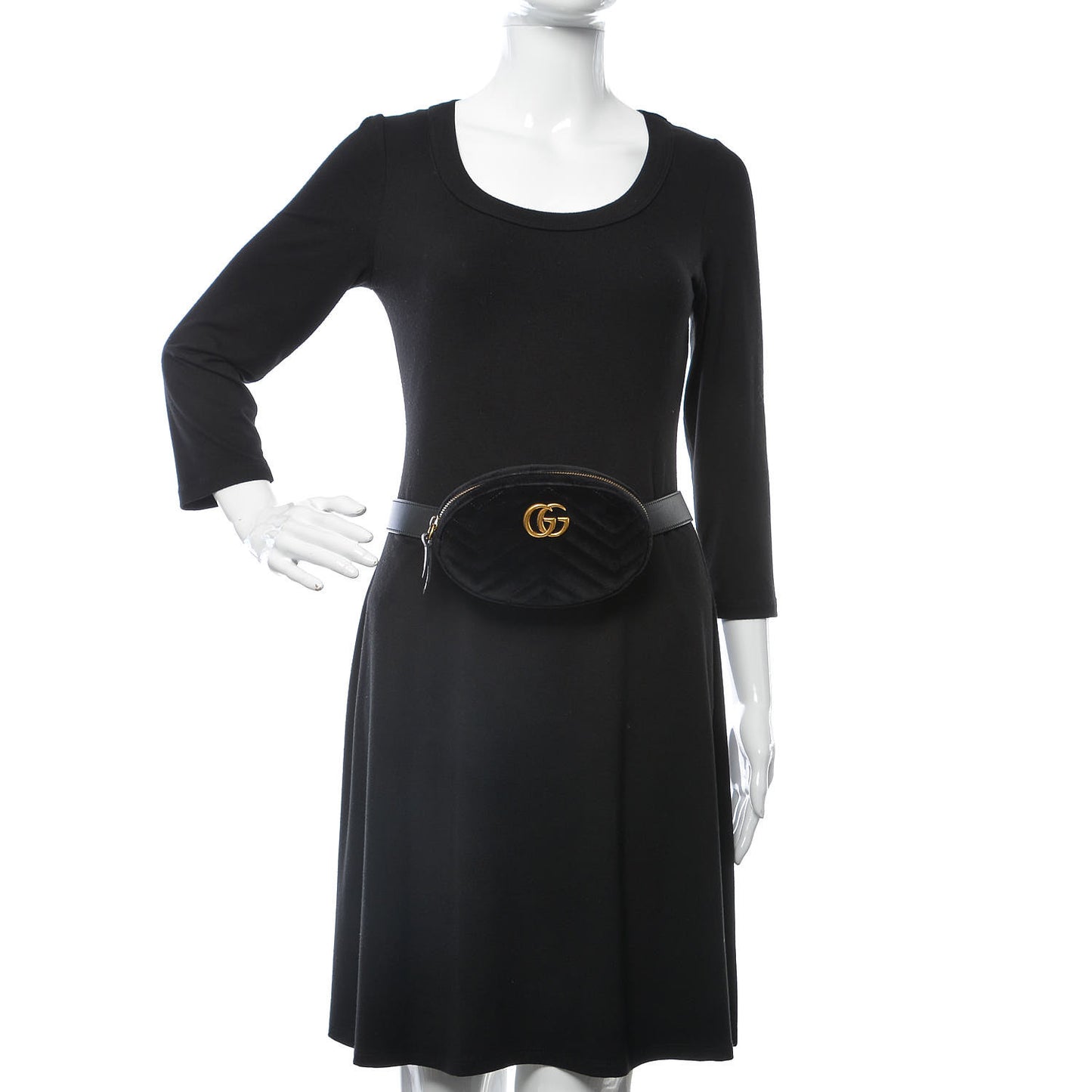 Velvet Matelasse GG Marmont Belt Bag 85 34 Black