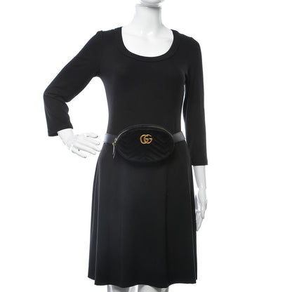 Gucci Velvet Matelasse GG Marmont Belt Bag 85 34 Black 2 of 12