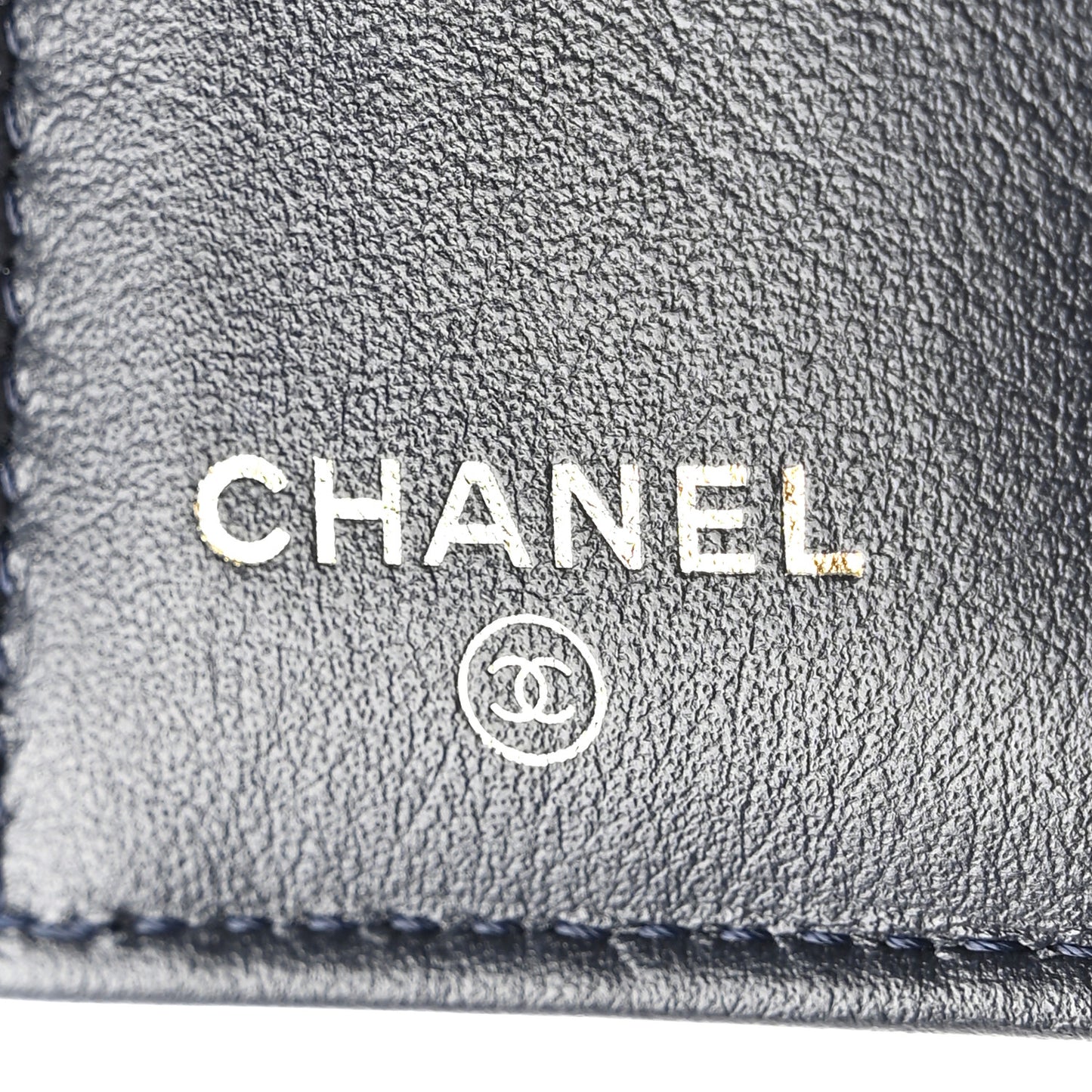 Caviar Quilted Compact Flap Wallet Navy