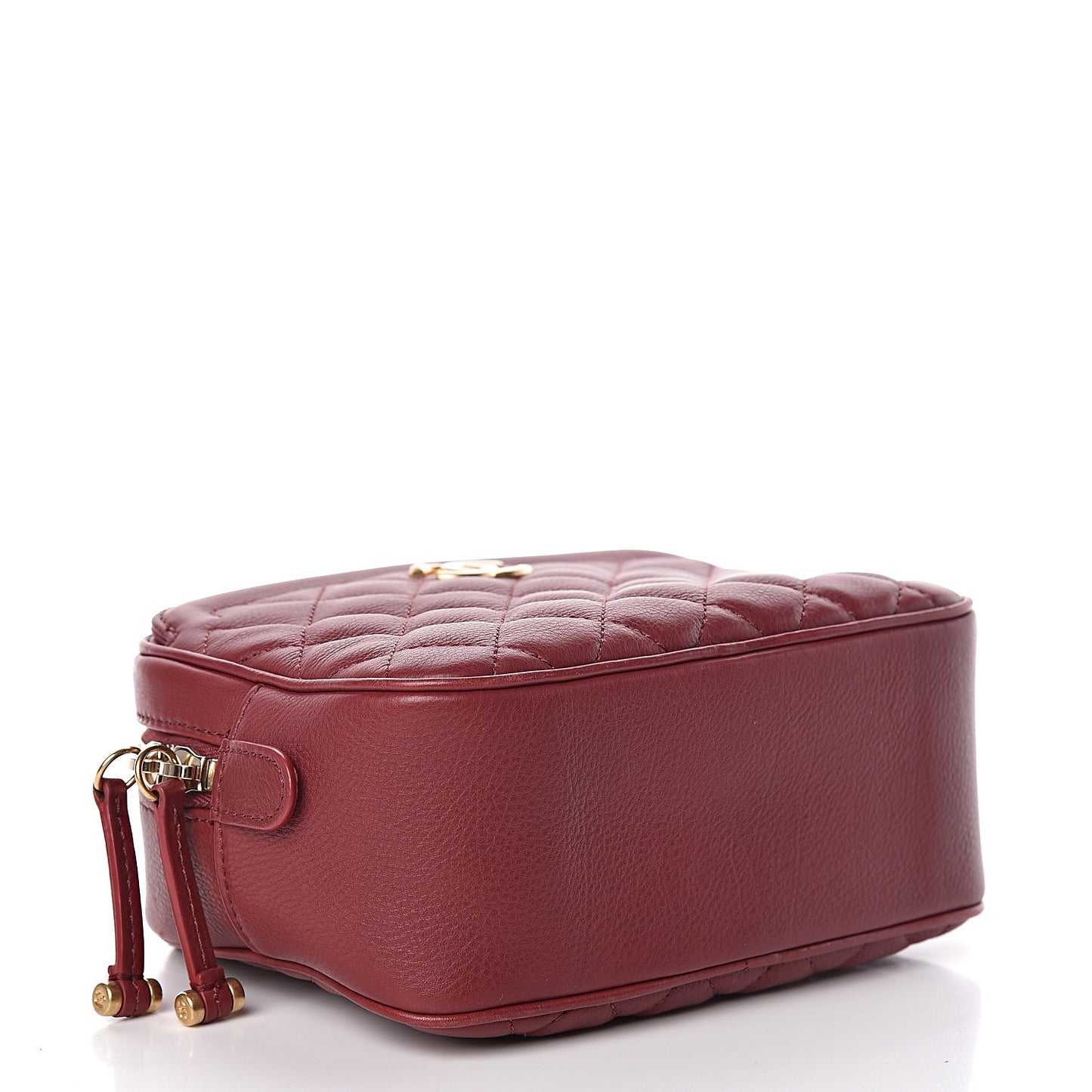 Calfskin Quilted CC Small Vanity Case Dark Red