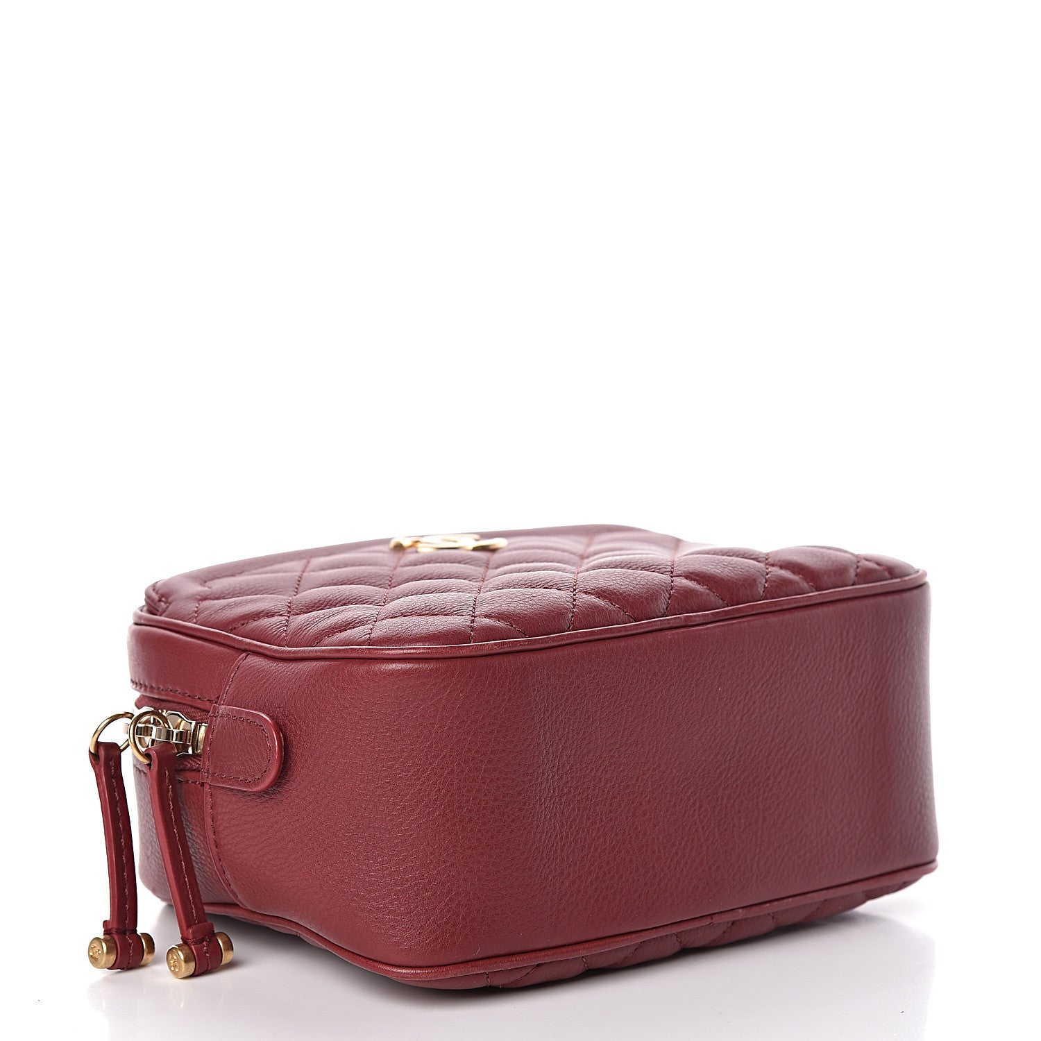 Chanel Calfskin Quilted CC Small Vanity Case Dark Red 4 of 12