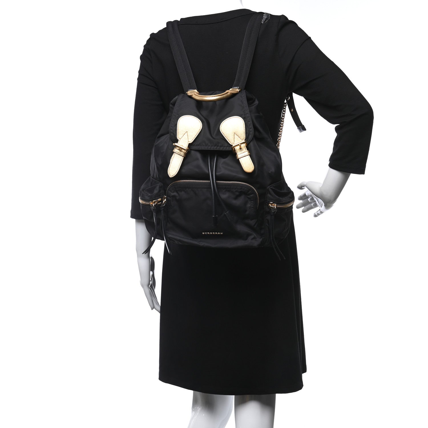 Burberry Nylon Medium Rucksack Runway Backpack Black Gold 2 of 9