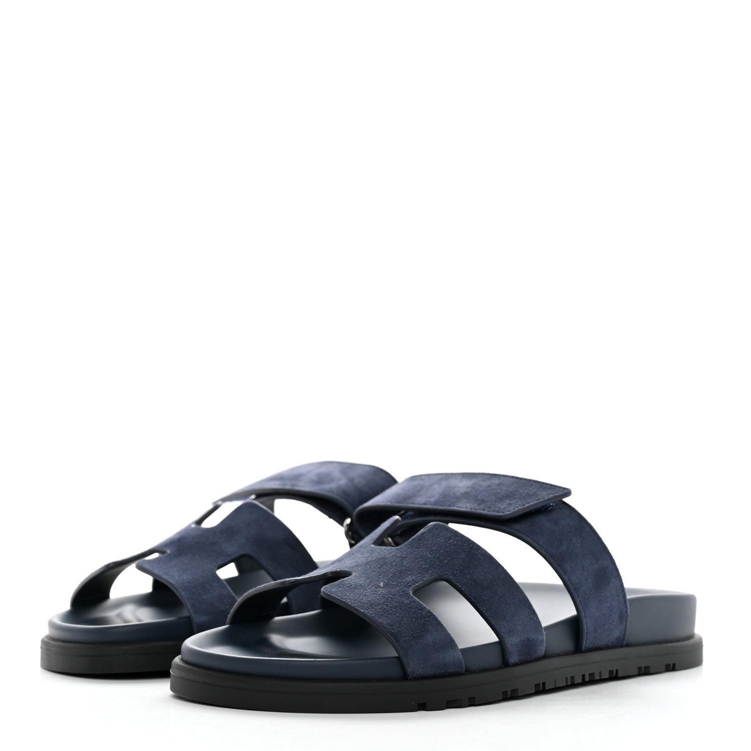 Hermes Suede Goatskin Womens Chypre Sandals 37.5 Bleu Celeste 3 of 10