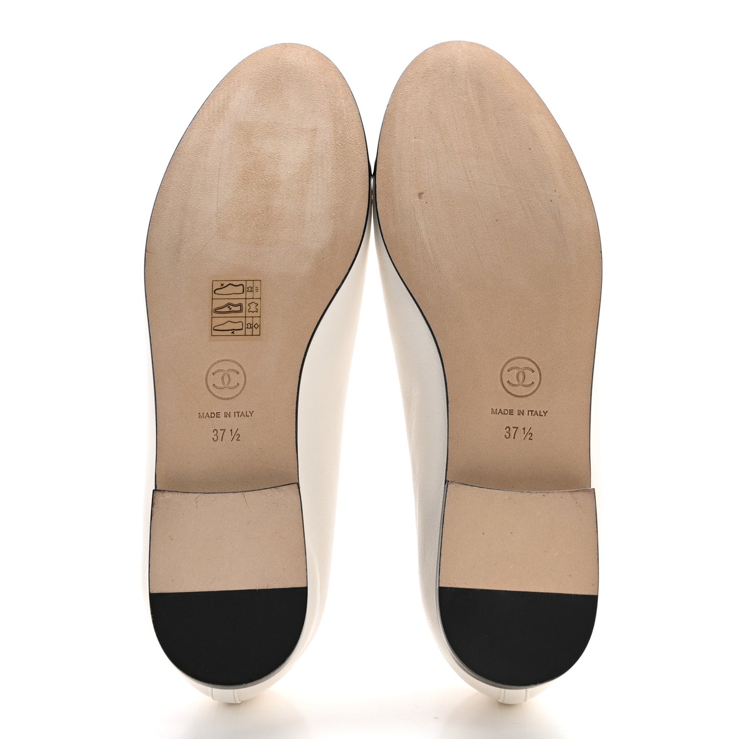 Lambskin Cap Toe CC Ballerina Flats 37.5 White Black