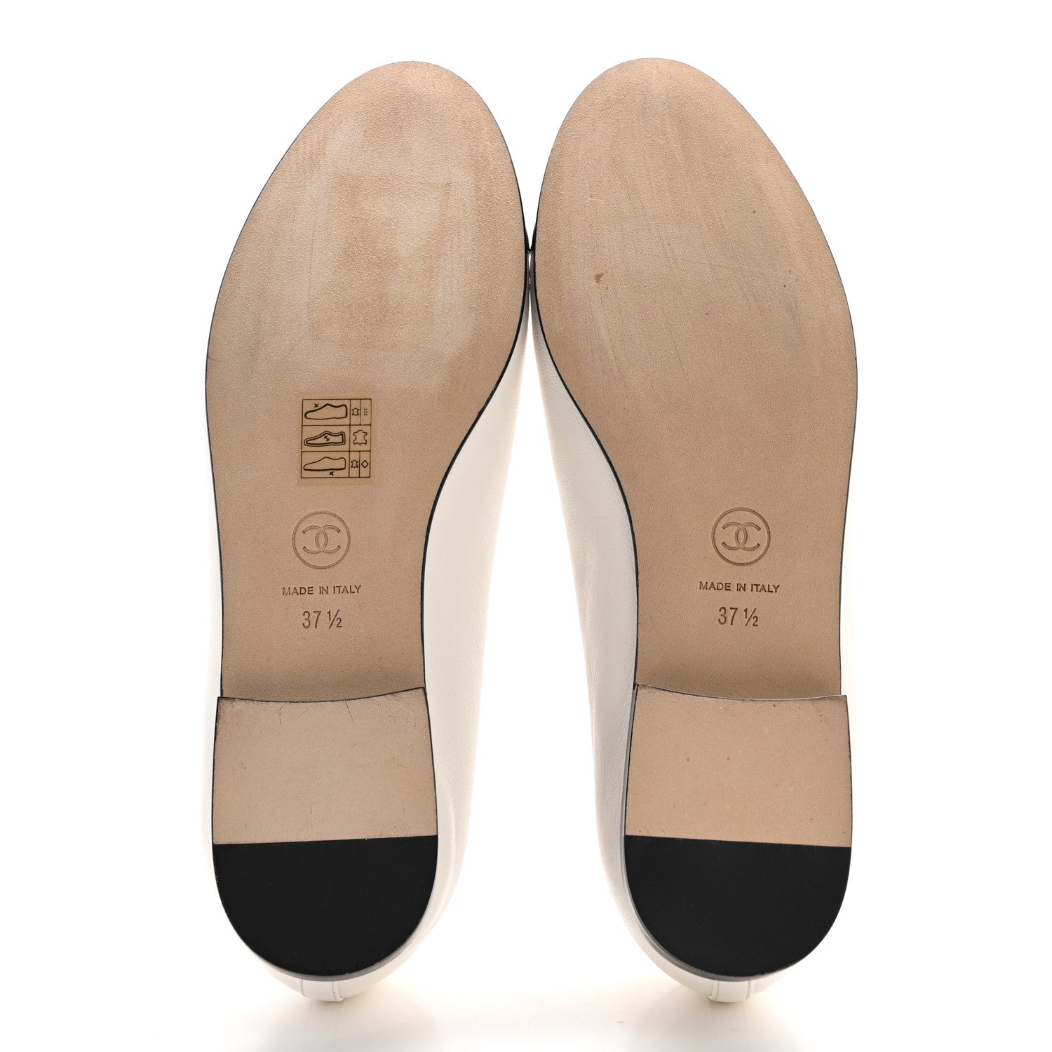 Chanel Lambskin Cap Toe CC Ballerina Flats 37.5 White Black 5 of 9