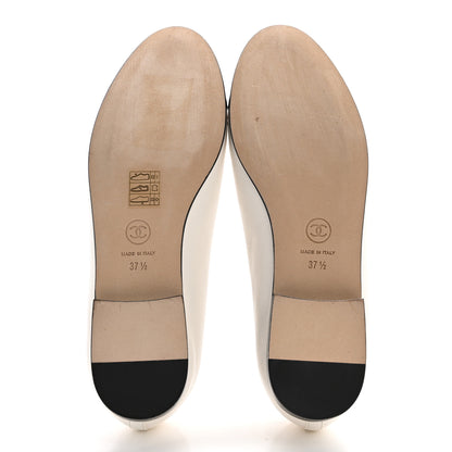 Chanel Lambskin Cap Toe CC Ballerina Flats 37.5 White Black 5 of 9