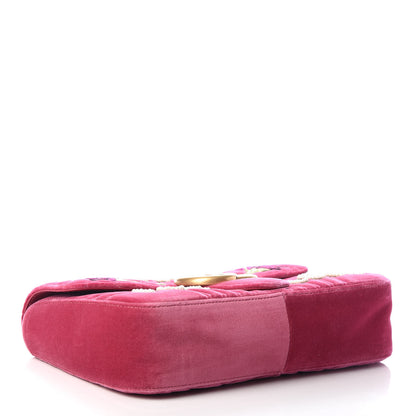 Gucci Velvet Matelasse Blind for Love Embroidered Medium GG Marmont Shoulder Bag Light Raspberry Rose Multicolor 4 of 9