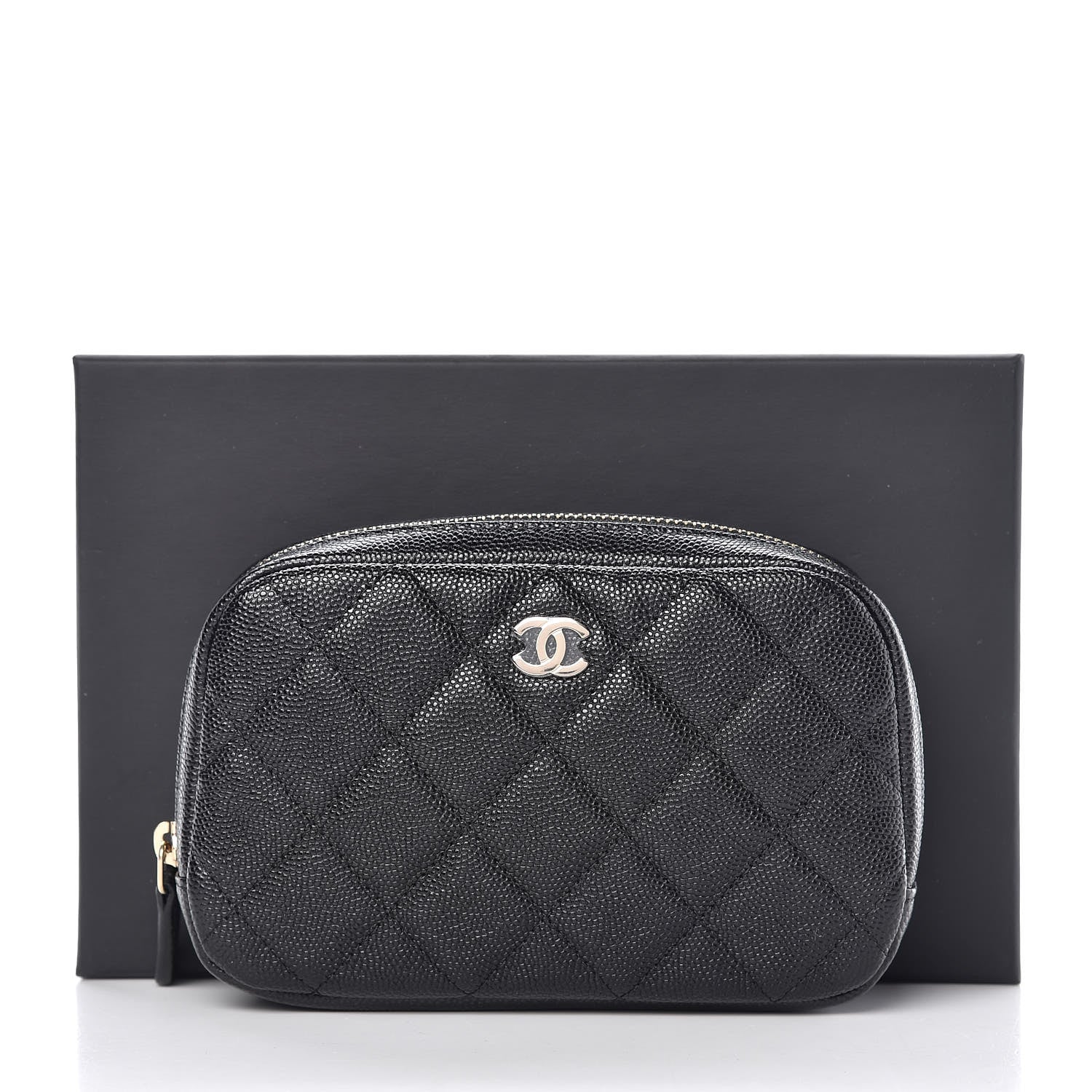 Chanel Caviar Quilted Small Curvy Pouch Cosmetic Case Black 8 of 8