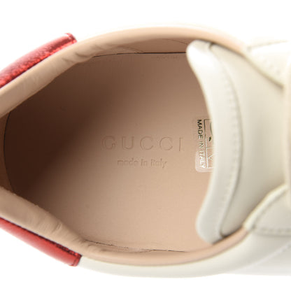 Gucci Calfskin Stripe Womens New Ace Sneakers 39.5 New Mystic White Ecru Red Flame 8 of 10
