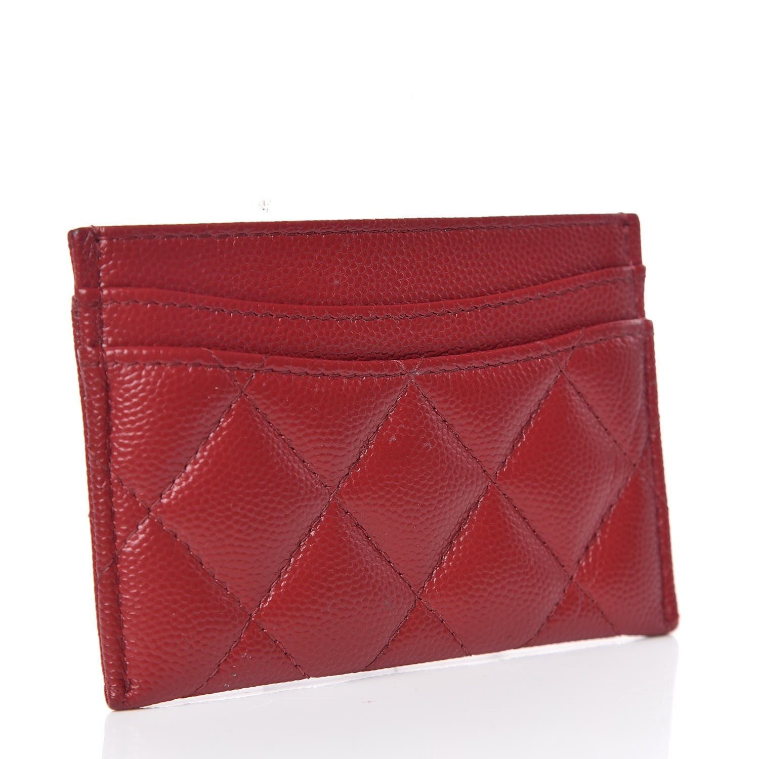 Chanel Caviar Quilted CC Card Holder Dark Red 3 of 11