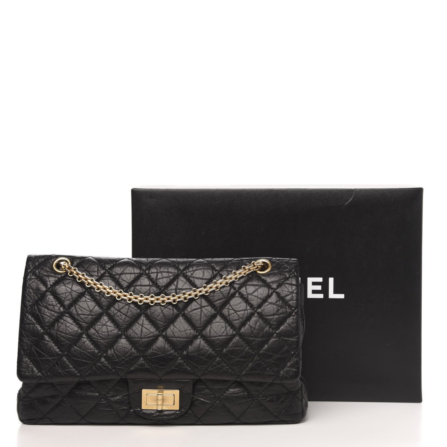 Aged Calfskin Quilted 2.55 Reissue 227 Flap Black