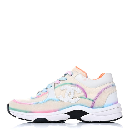 Chanel Wool Suede Calfskin CC Sneakers 38 Multicolor 1 of 18