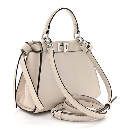 Fendi Vitello Seta Shiny Nappa Laces Mini Peekaboo I SEE U Satchel Latte 3 of 11
