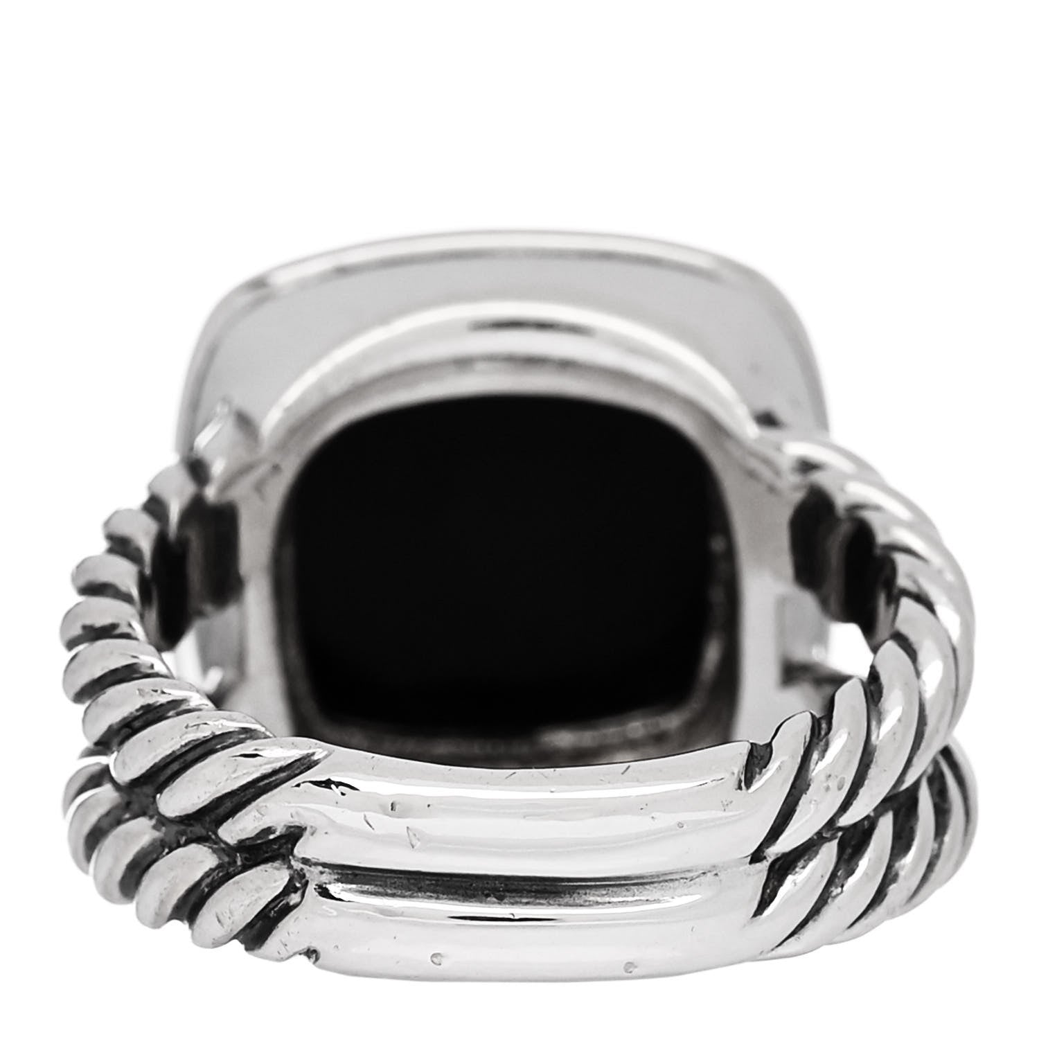 David Yurman Sterling Silver Diamond Black Onyx 11mm Albion Statement Ring 52 6 4 of 5