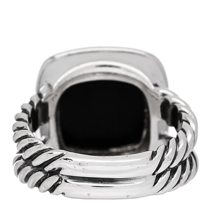 David Yurman Sterling Silver Diamond Black Onyx 11mm Albion Statement Ring 52 6 4 of 5