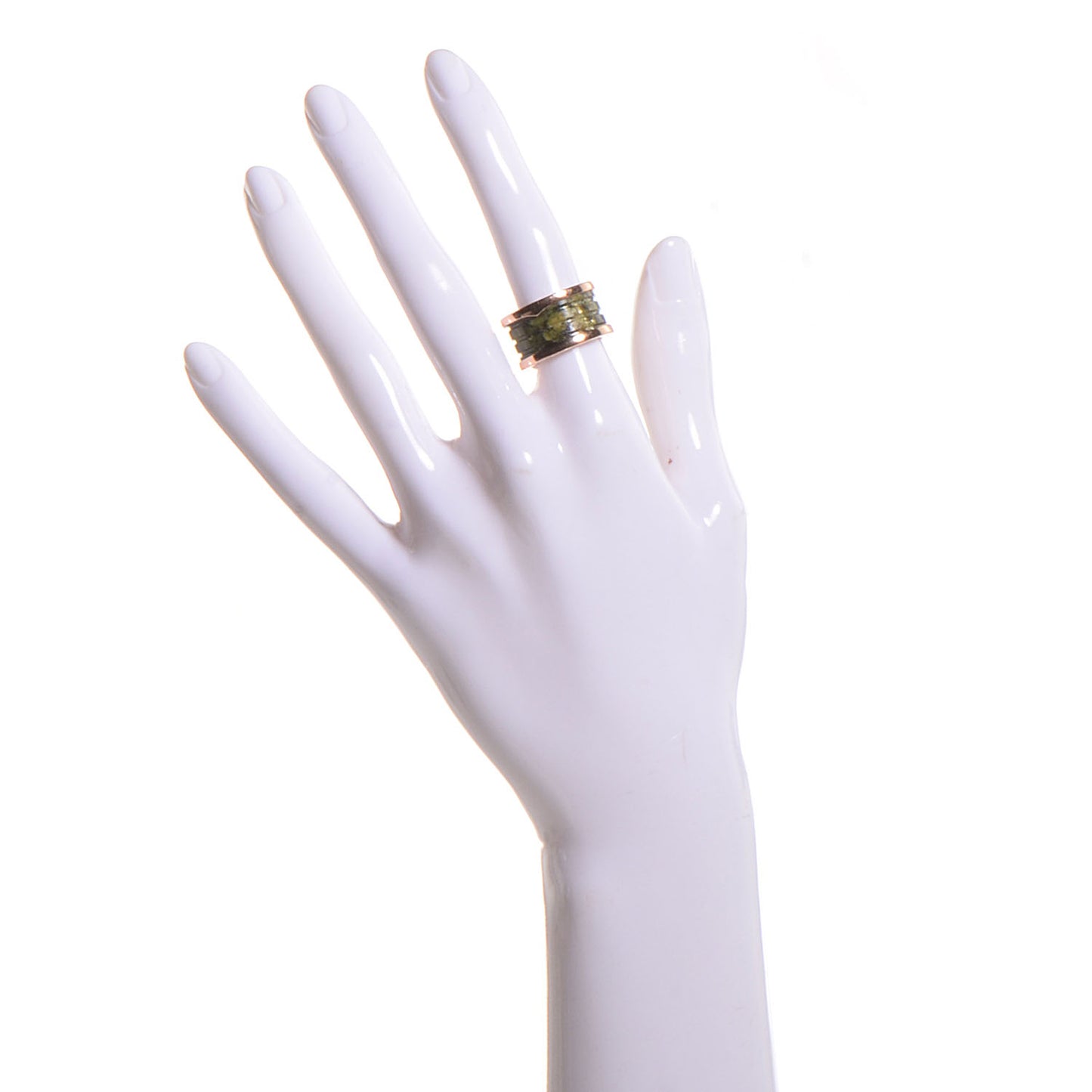 BVLGARI 18k Rose Gold and Green Marble B.Zero1 3 Band Size 52