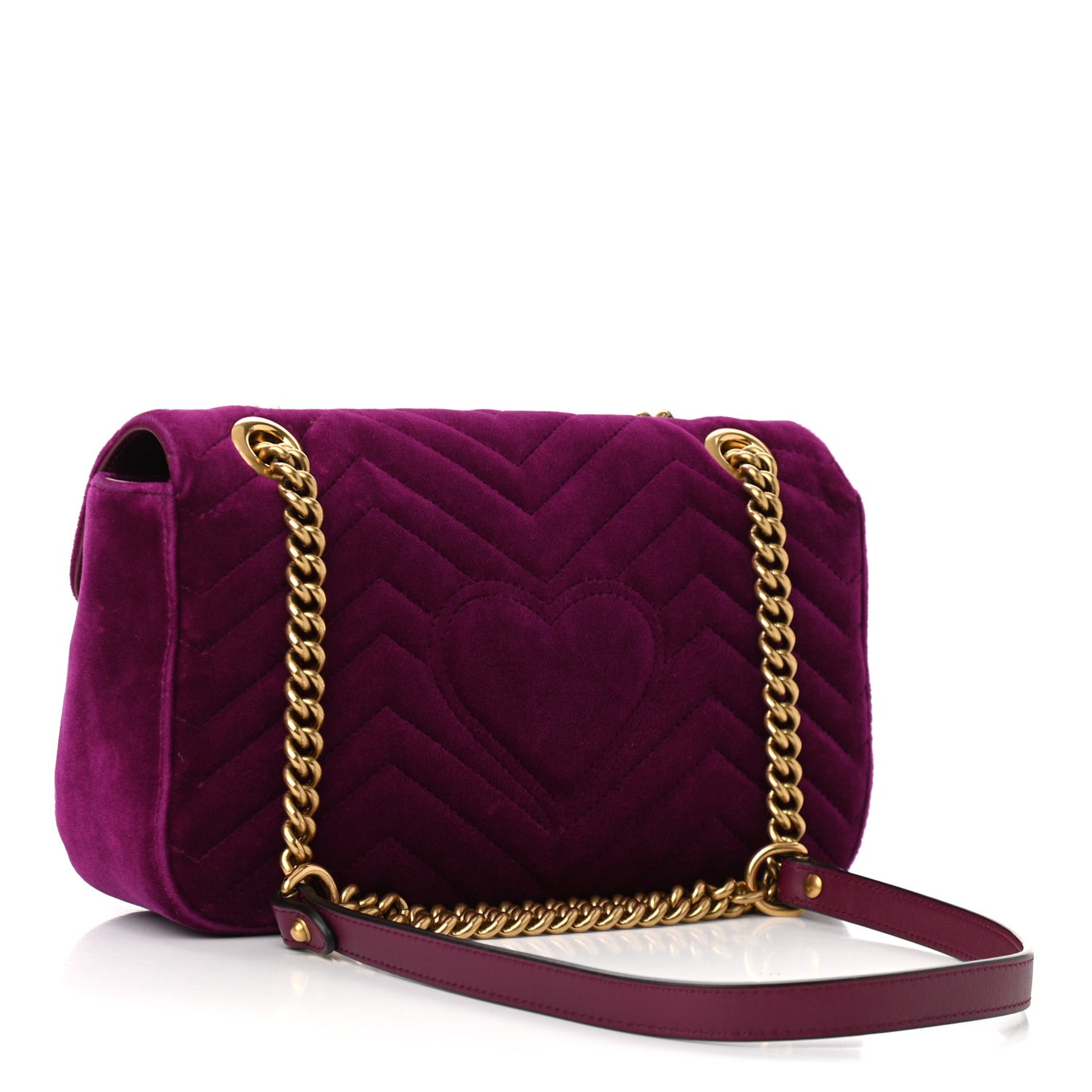 Velvet Matelasse Small GG Marmont Shoulder Bag Fuchsia Violet Cyclamen