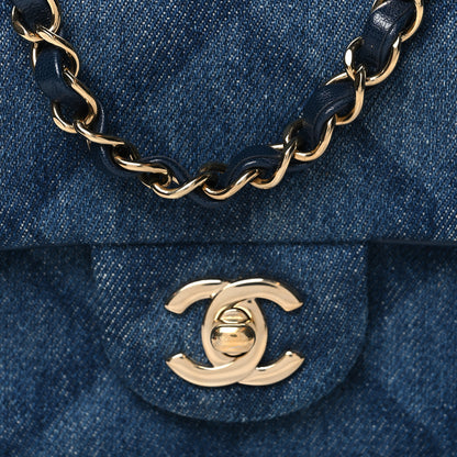 Chanel Printed Denim Quilted Mini Rectangular Flap Dark Blue 8 of 12