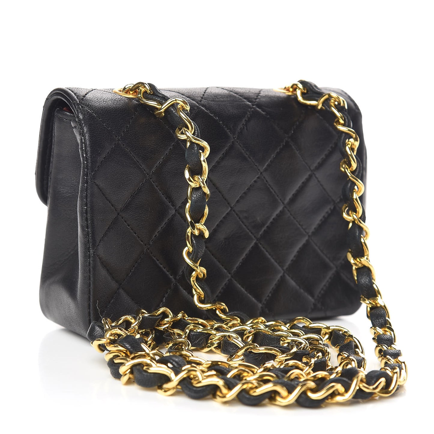 Lambskin Quilted Extra Mini Flap Black