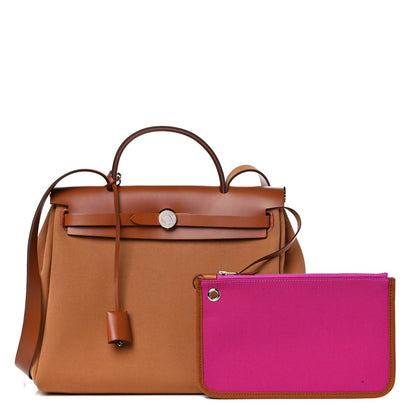 Hermes Toile Officier Vache Hunter Verso Herbag Zip PM 31 Dune Magnolia Fauve 1 of 10