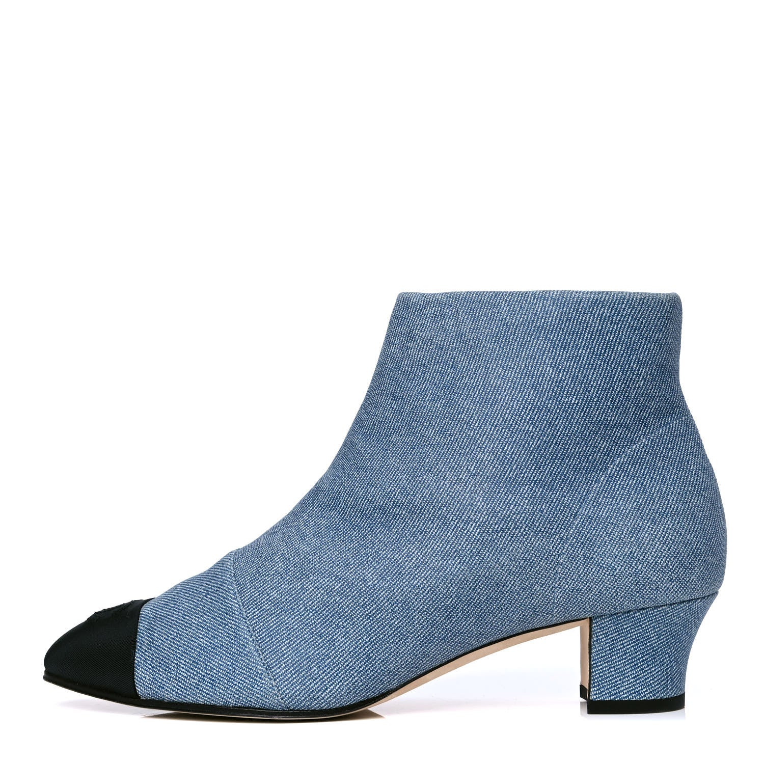 Chanel Denim Grosgrain Cap Toe Short Boots 39.5 Blue 1 of 4