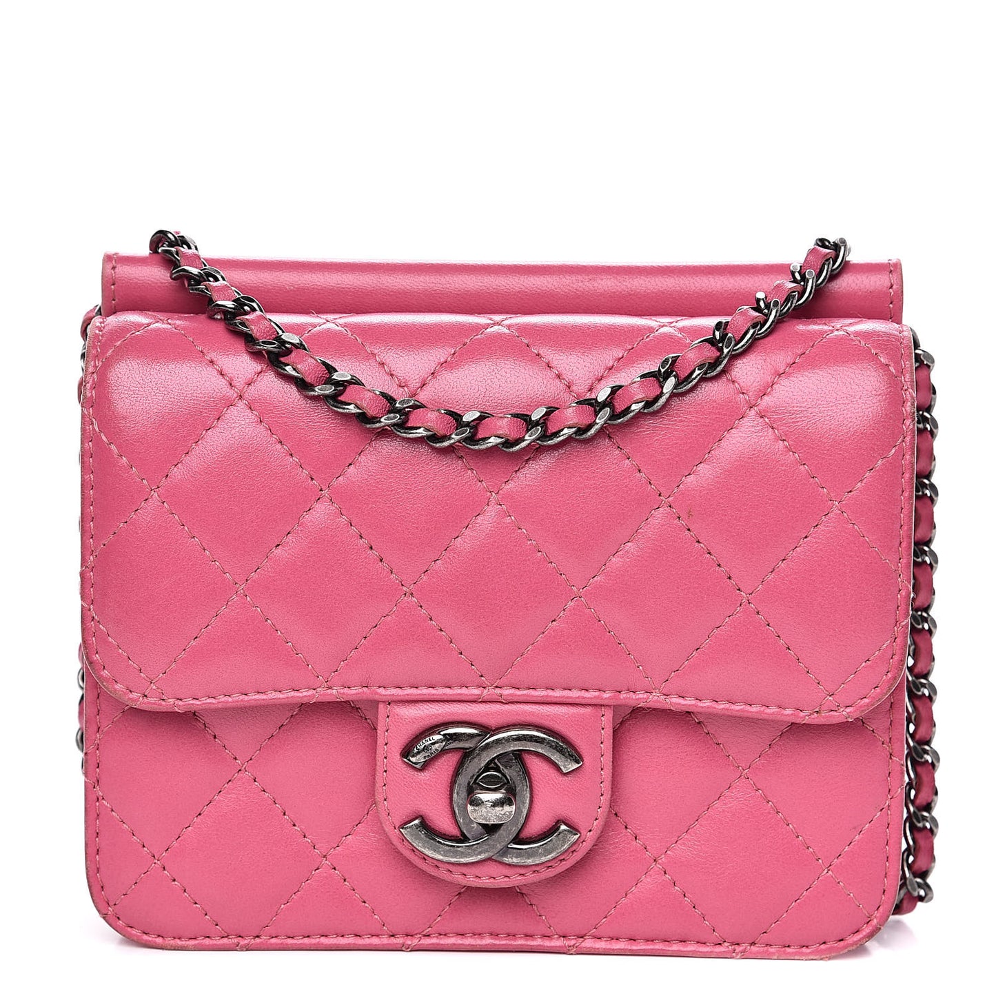 Lambskin Quilted Mini Crossing Times Flap Pink