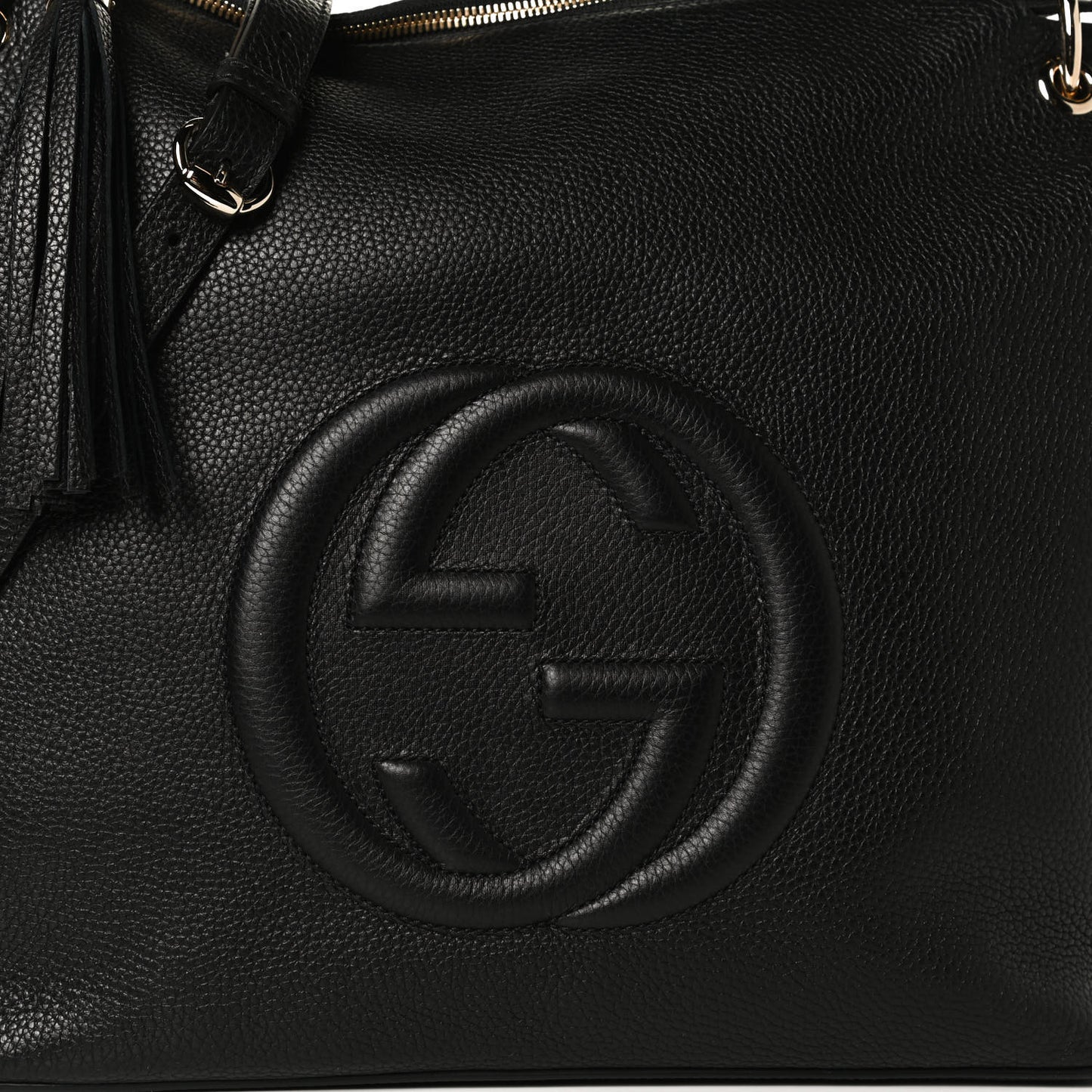 Pebbled Calfskin Large Soho Hobo Black