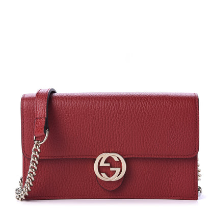 Gucci Dollar Calfskin Interlocking G Chain Wallet Red 1 of 11