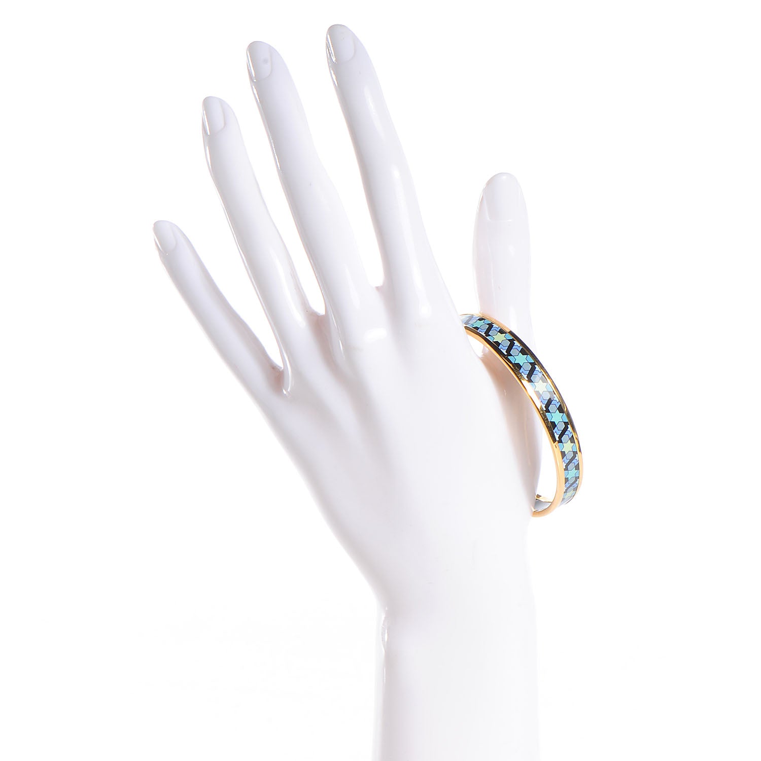 Hermes Enamel Printed Narrow Rose de Compas Bracelet 62 Ciel 2 of 6