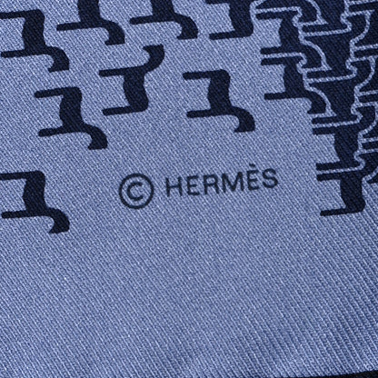 Hermes Silk Jigsaw Horse Pocket Square Scarf 45 Marine Bleu Moyen Ciel 4 of 4