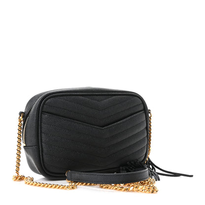 Saint Laurent Grain De Poudre Matelasse Monogram Mini Lou Camera Bag Black 3 of 10