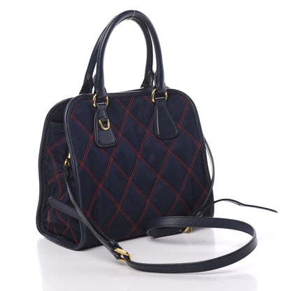 Prada Saffiano Tessuto Nylon Impunturato Quilted Shopper Baltico Fuoco 2 of 8