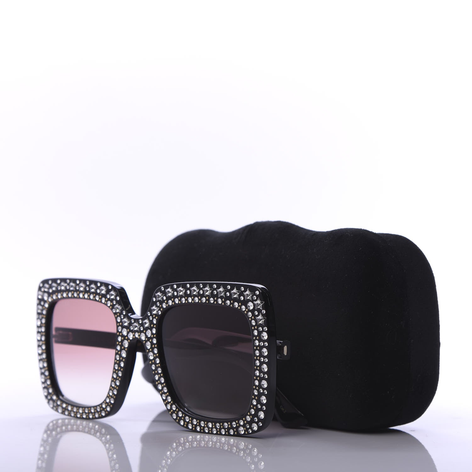 Gucci Acetate Crystal Oversize Sunglasses GG0148S Black 8 of 8