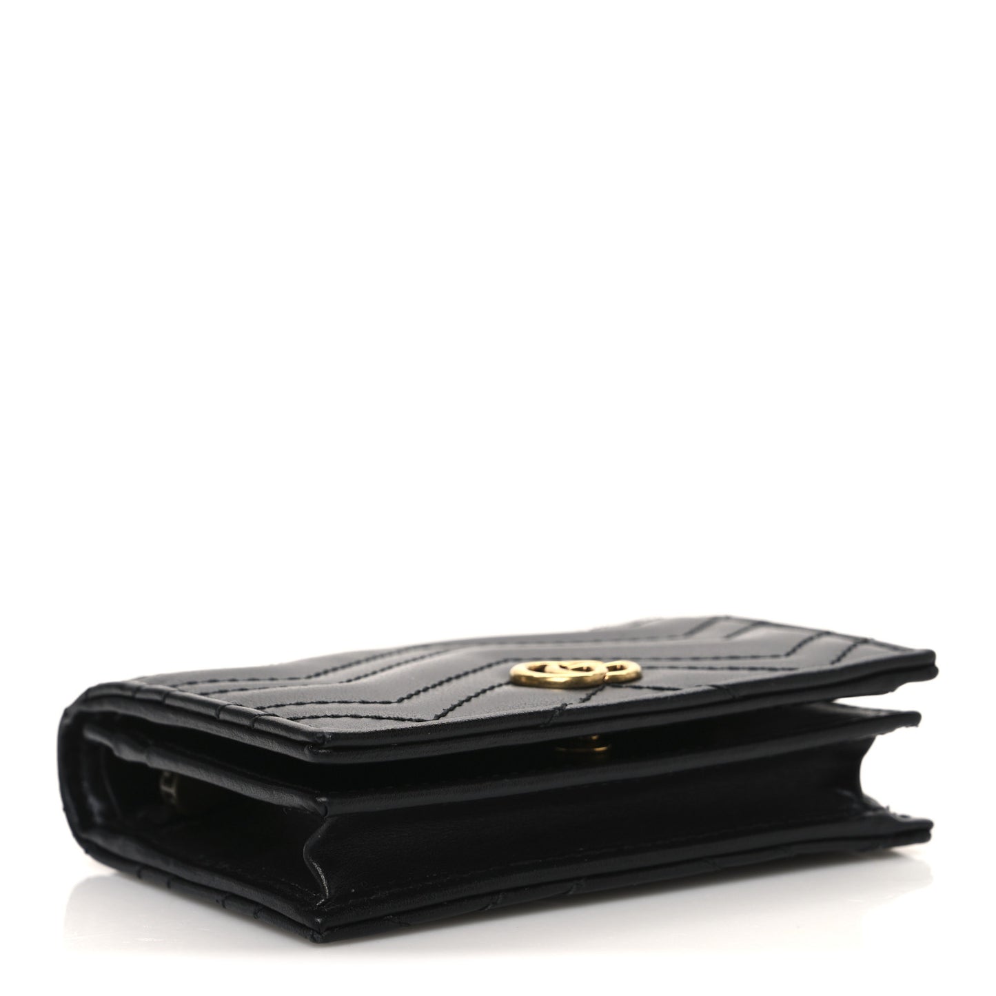 Calfskin Matelasse GG Marmont Card Case Wallet Black