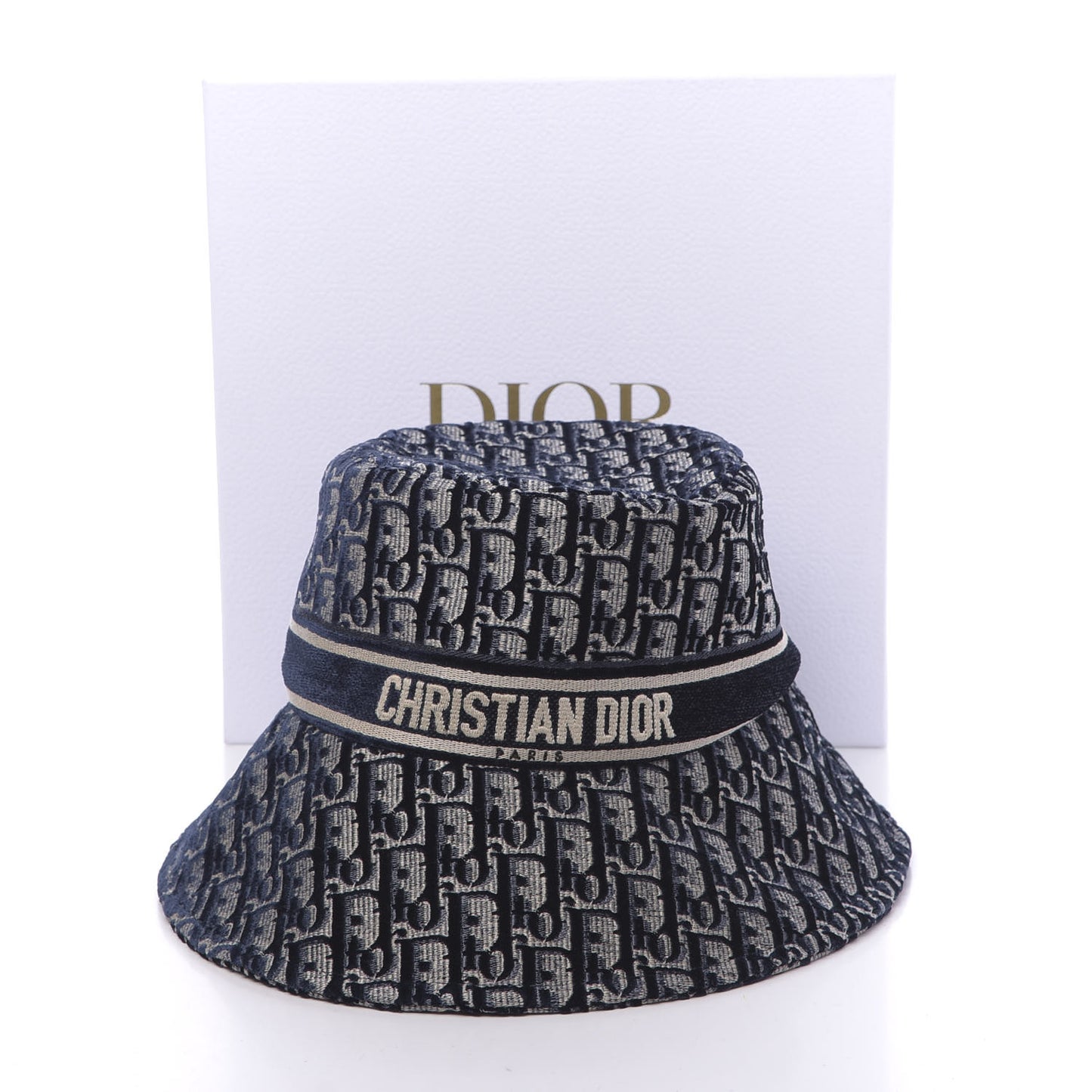 Velvet Oblique Large Brim Bucket Hat 58 Bleu Marine