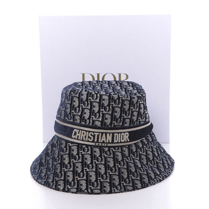 Christian Dior Velvet Oblique Large Brim Bucket Hat 58 Bleu Marine 7 of 7