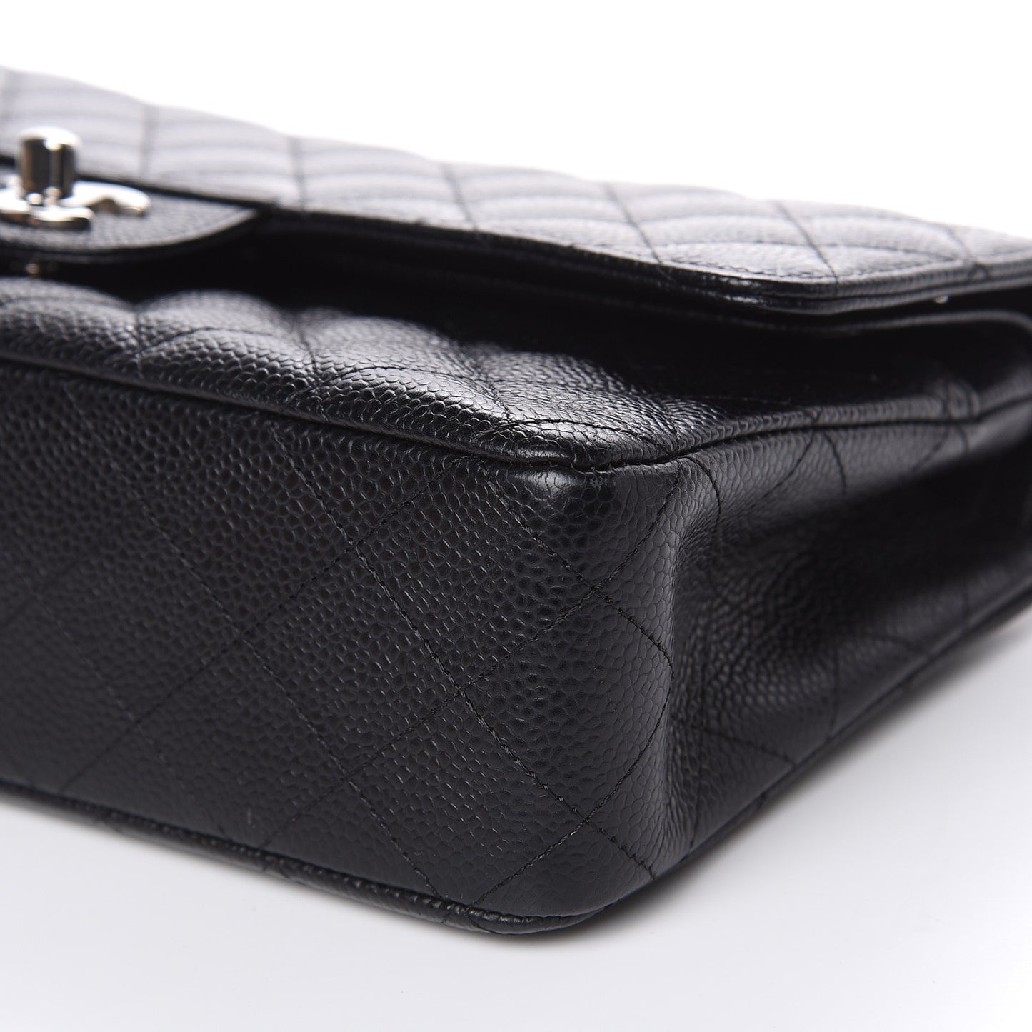 Caviar Quilted Medium Double Flap Black