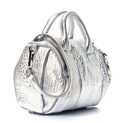 Alexander Wang Metallic Pebbled Lambskin Rockie Rhodium Silver 2 of 4
