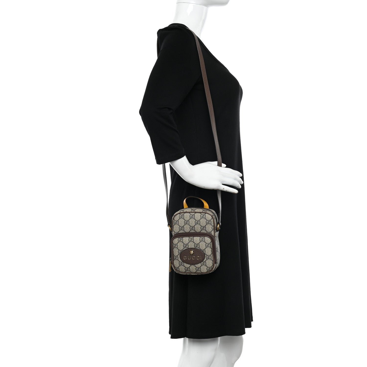Gucci GG Supreme Monogram Mini Neo Vintage Double Zip Messenger Bag Beige New Acero Crop 2 of 12