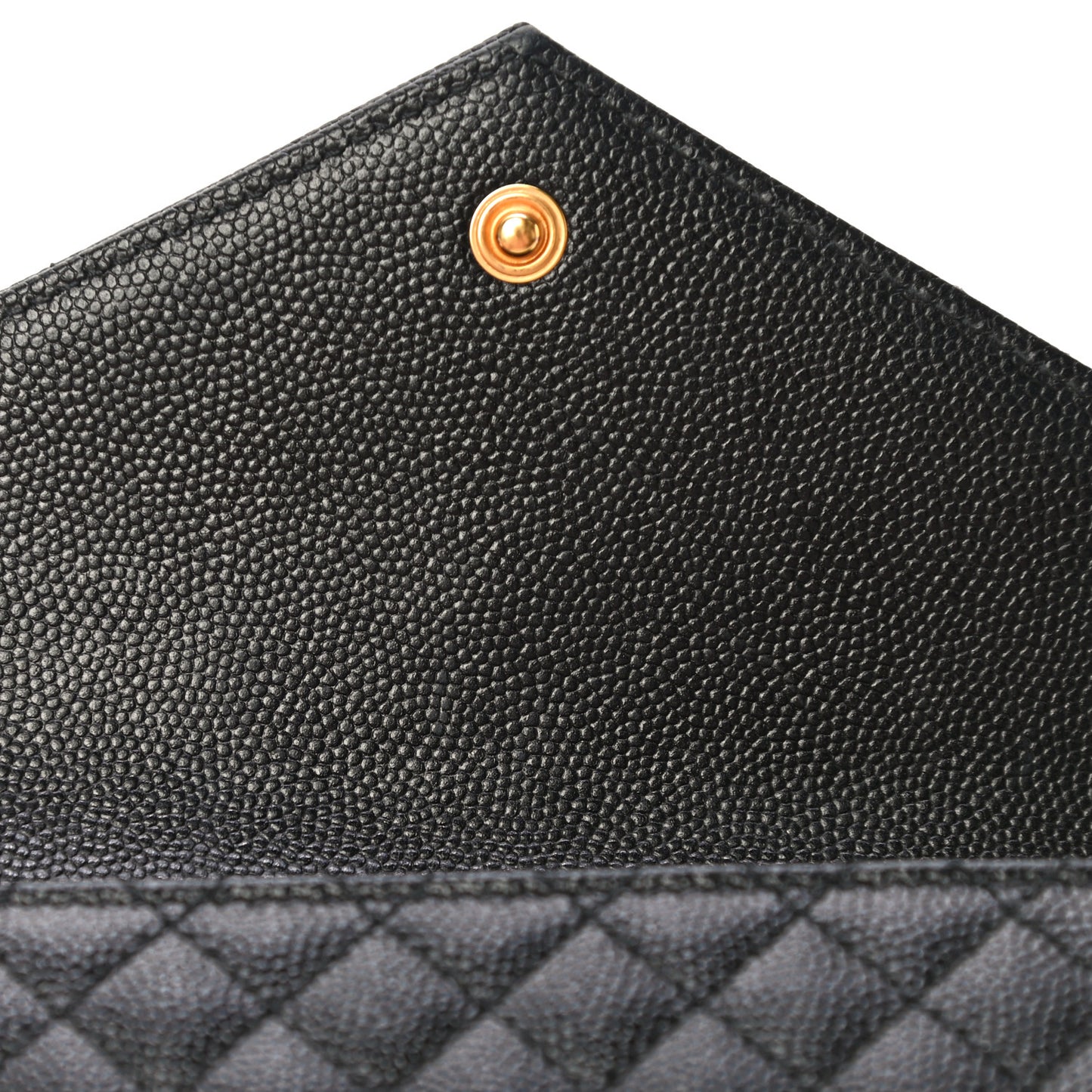 Grain De Poudre Textured Mixed Matelasse Triquilt Small Monogram Envelope Wallet Black