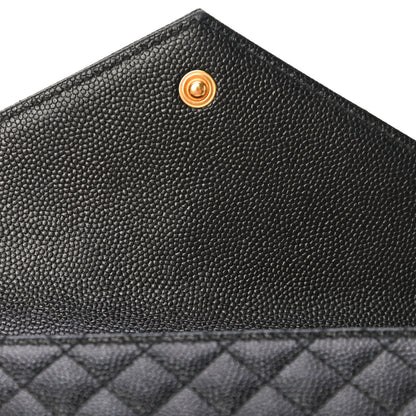 Saint Laurent Grain De Poudre Textured Mixed Matelasse Triquilt Small Monogram Envelope Wallet Black 10 of 10