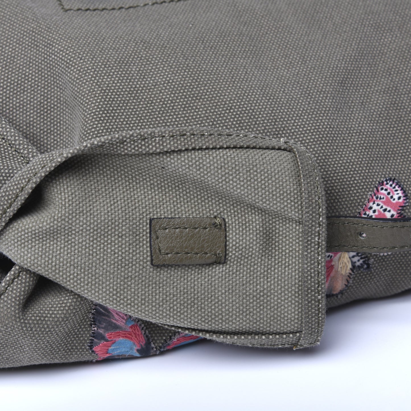 Canvas Butterfly Embroidered Rockstud Messenger Bag Military Green