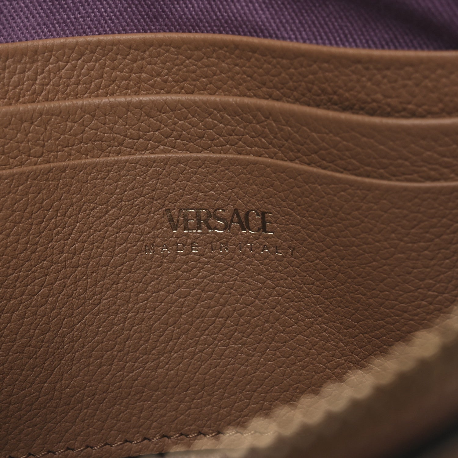 Versace Grained Calfskin La Medusa Pouch Caramel 6 of 6