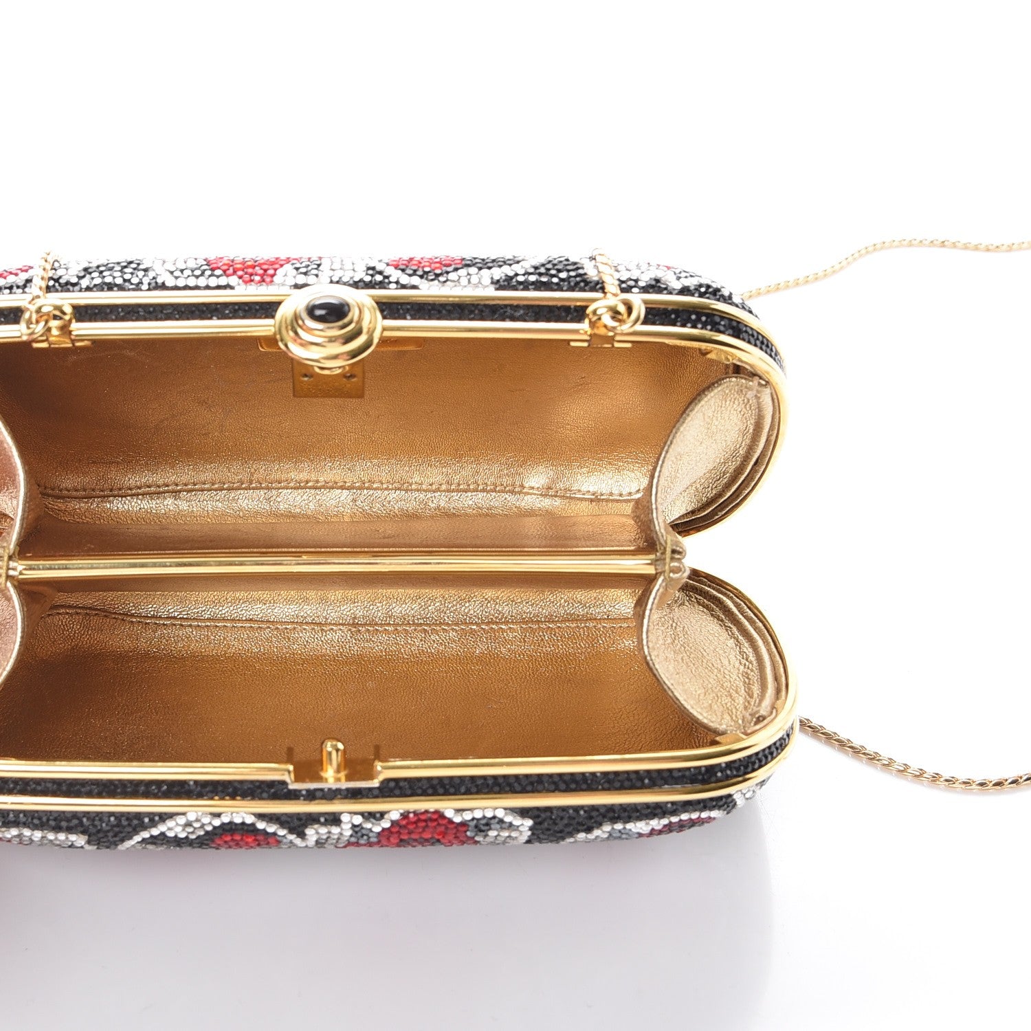 Judith Leiber Swarovski Crystal Floral Miniaudiere Clutch Black Red 7 of 10