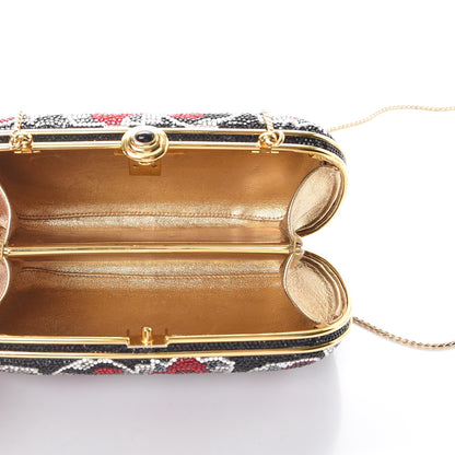 Judith Leiber Swarovski Crystal Floral Miniaudiere Clutch Black Red 7 of 10
