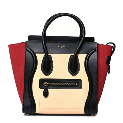 Celine Drummed Calfskin Nubuck Micro Tri-Color Luggage Ruby 1 of 9