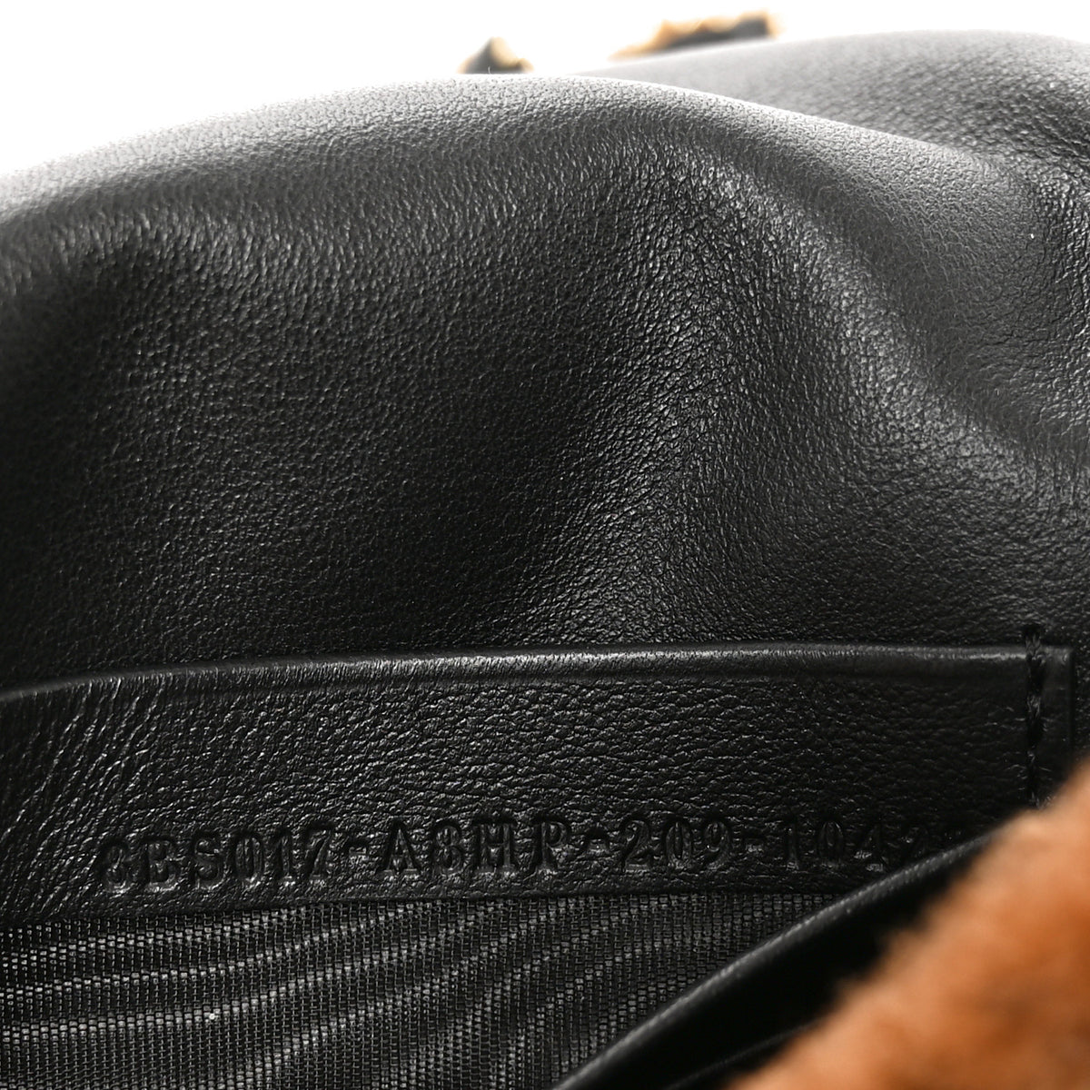 Fendi Shearling Vitello Dolce Macro FF 1974 Mini Baguette Tobacco Black 7 of 10