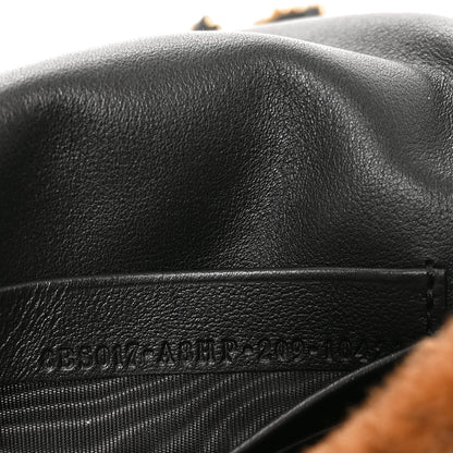 Fendi Shearling Vitello Dolce Macro FF 1974 Mini Baguette Tobacco Black 7 of 10